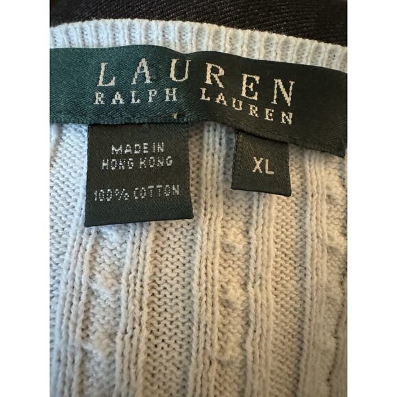 Lauren Ralph Lauren Women's Cable Knit V-Neck Sweater White Size XL - Picture 8 of 8